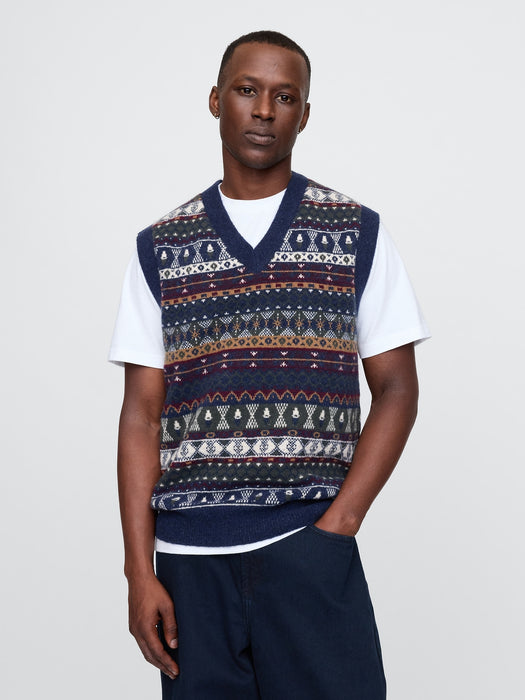 CashSoft Fair Isle Sweater Vest