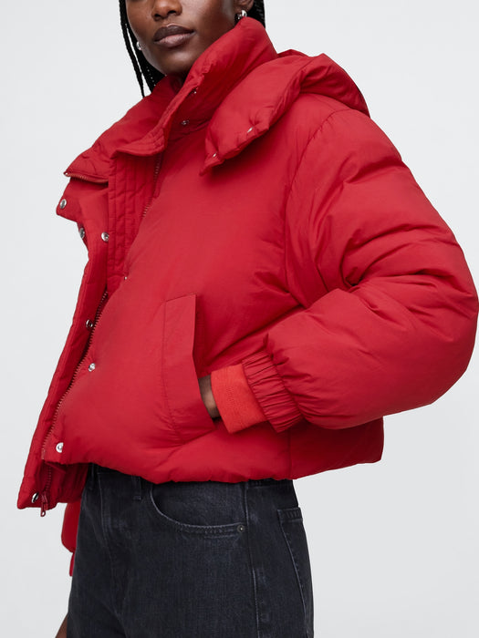 Cropped Duvet Wrap Puffer Jacket