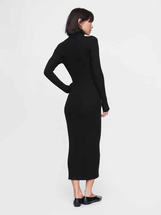 Turtleneck Rib Midi Sweater Dress