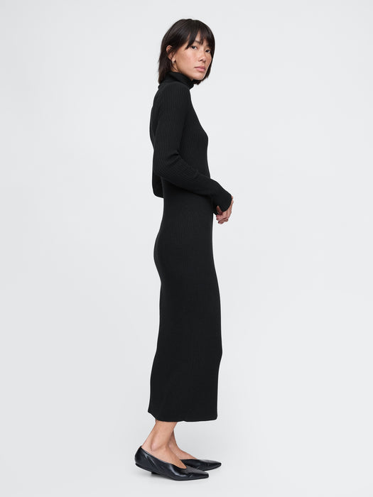 Turtleneck Rib Midi Sweater Dress