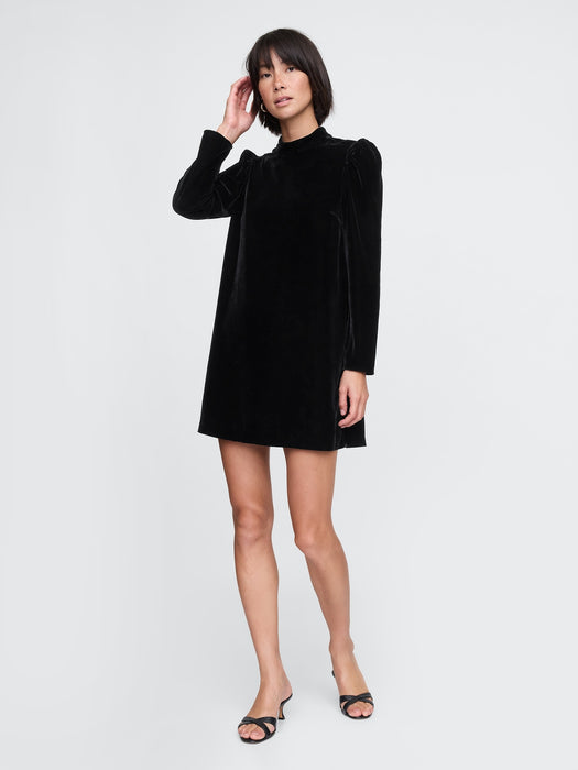 Recycled Velvet Puff Sleeve Mini Dress