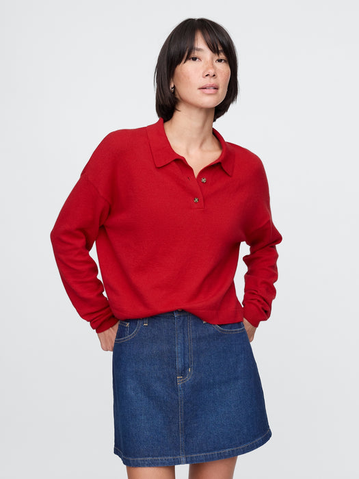 CashSoft Relaxed Polo Sweater