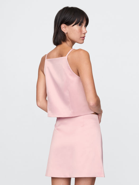 Satin Square-Neck Bow Top