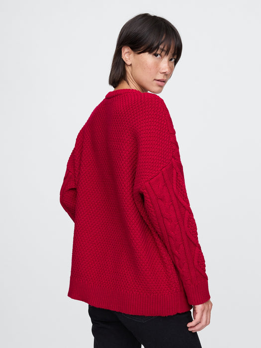 Oversized Mixed Cable-Knit Sweater