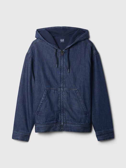 Oversized Lined Denim Hoodie