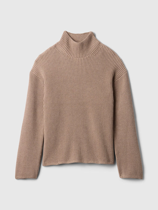 Oversized Split-Hem Mockneck Sweater