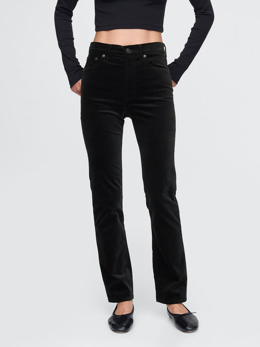 High Rise Velvet &#39;90s Straight Pants