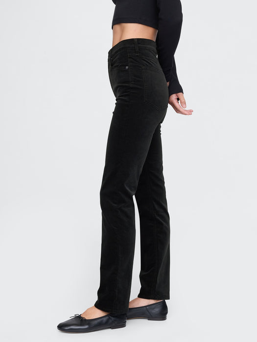 High Rise Velvet &#39;90s Straight Pants