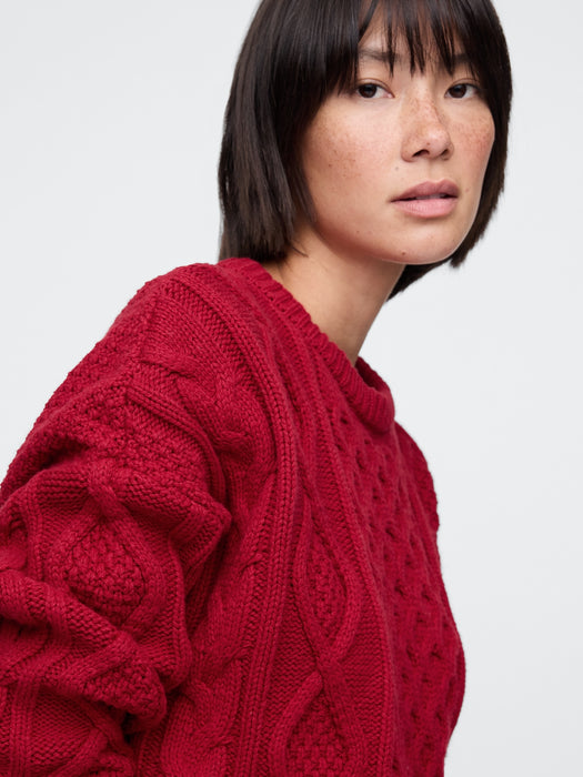 Oversized Mixed Cable-Knit Sweater