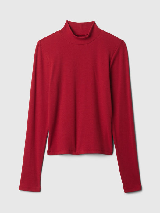 Modern Rib Cropped Mockneck Shirt