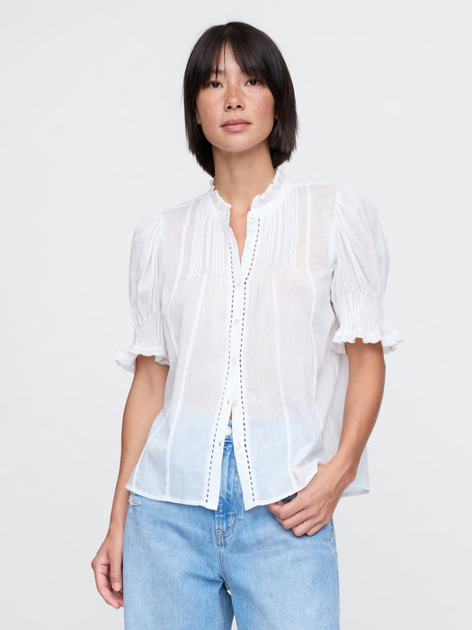 Pintuck Ruffle Shirt