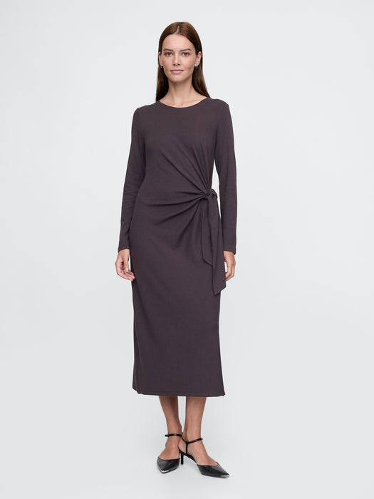 Modern Rib Tie-Knot Midi Dress