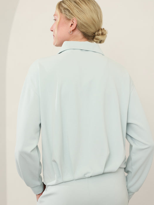 Seasoft 1/4 Zip Bubble Hem Sweatshirt