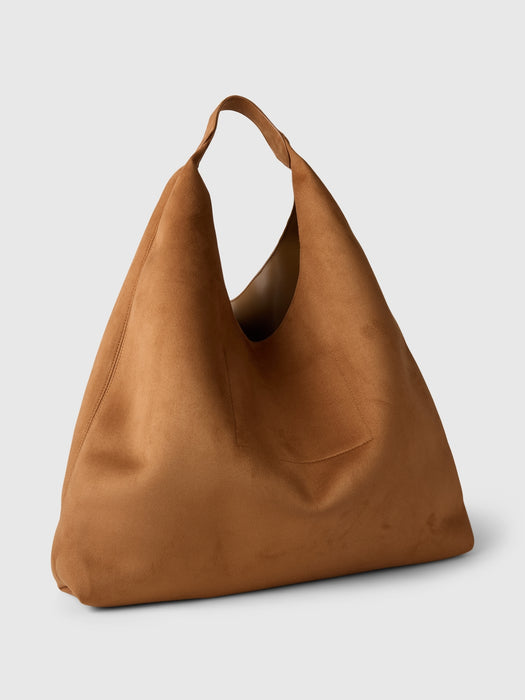 Vegan Suede Slouchy Tote Bag