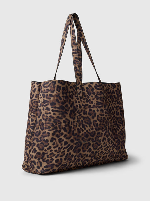 Leopard Vegan Suede Tote Bag