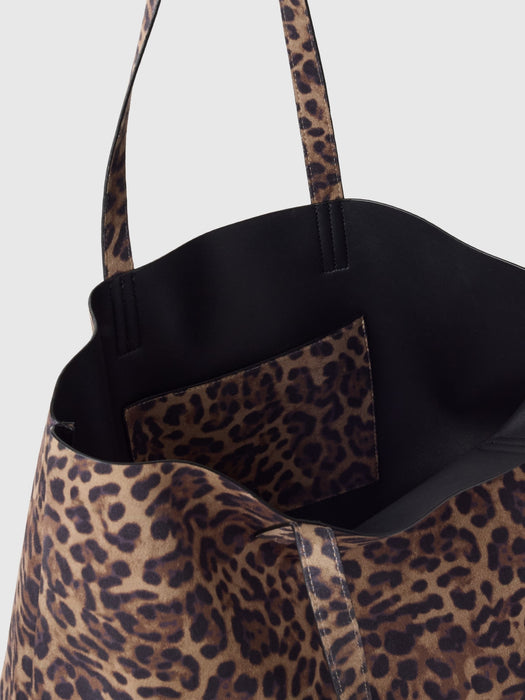 Leopard Vegan Suede Tote Bag