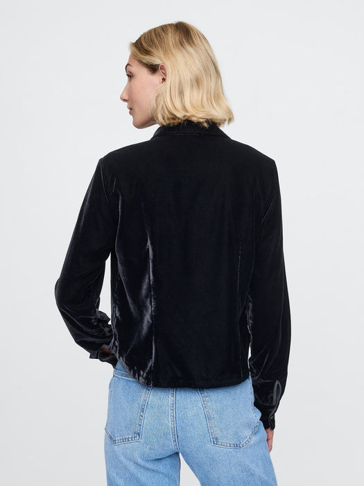 Cropped Velvet Shirt