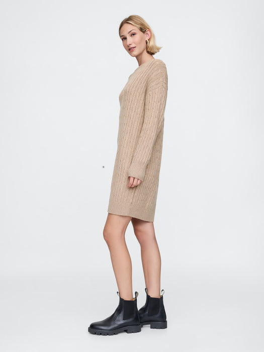 CashSoft Cable-Knit Mini Sweater Dress