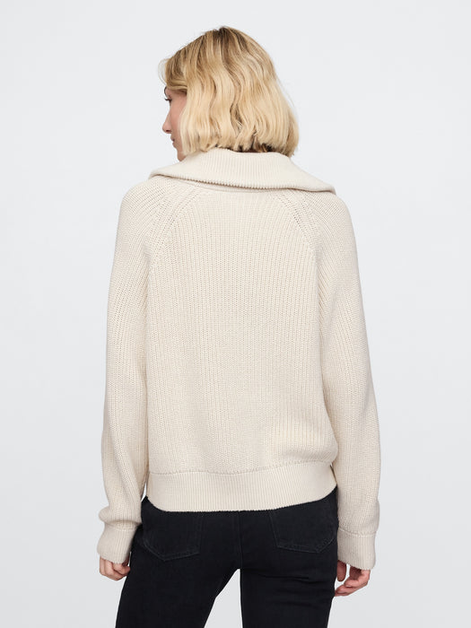 Shaker-Stitch Zip Cardigan