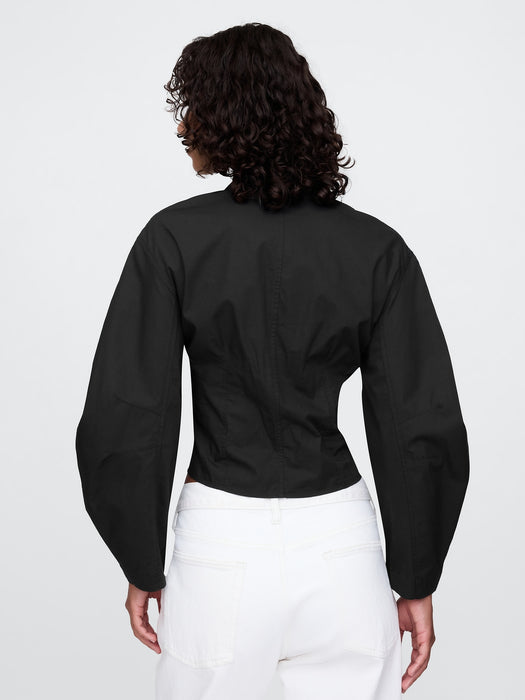 Organic Cotton Barrel Sleeve Cropped Shirt