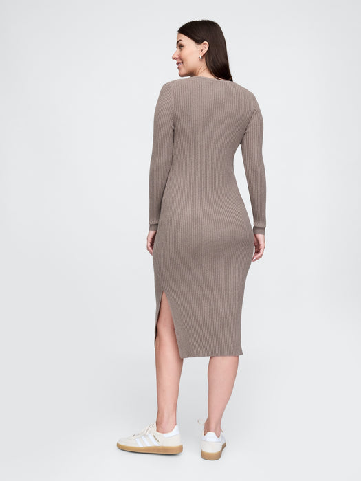 Maternity CashSoft Rib Henley Midi Sweater Dress