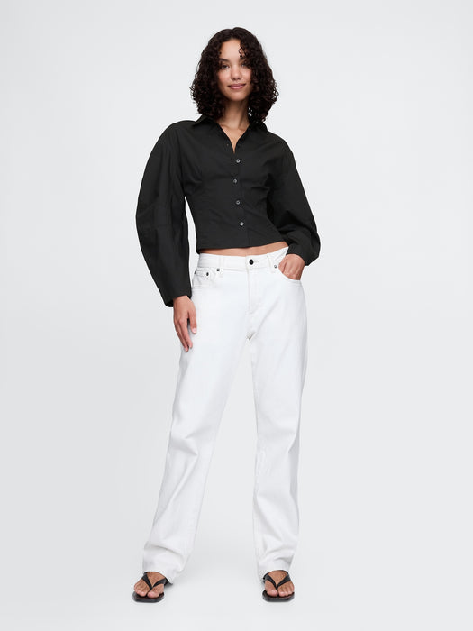 Organic Cotton Barrel Sleeve Cropped Shirt