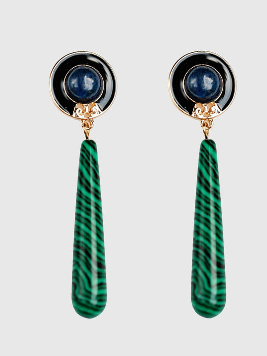 St. Armands Lapis and Malachite Drop Earrings