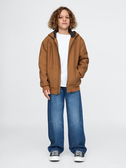 Kids Cozy Canvas Hooded Jacket