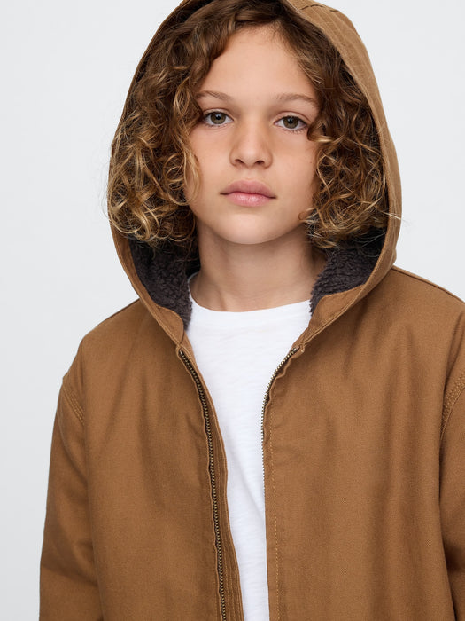 Kids Cozy Canvas Hooded Jacket