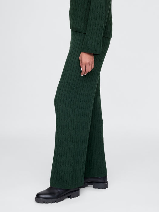 CashSoft Cable-Knit Sweater Pants