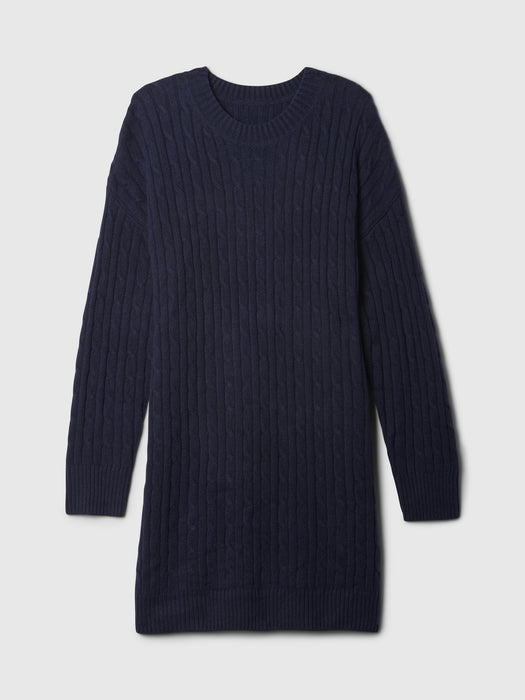 CashSoft Cable-Knit Mini Sweater Dress