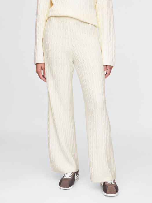 CashSoft Cable-Knit Sweater Pants