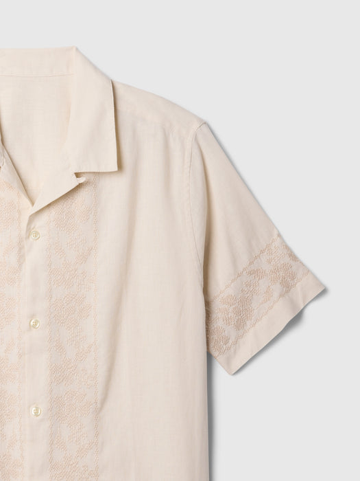 Textured Linen-Cotton Resort Shirt