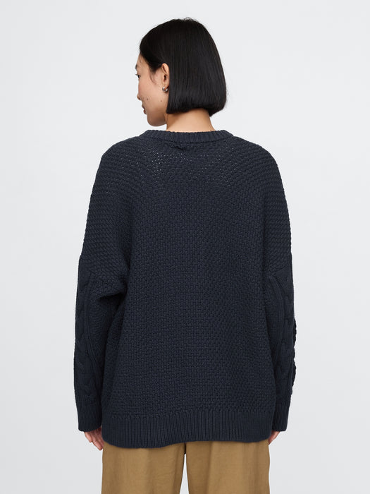 Oversized Mixed Cable-Knit Sweater