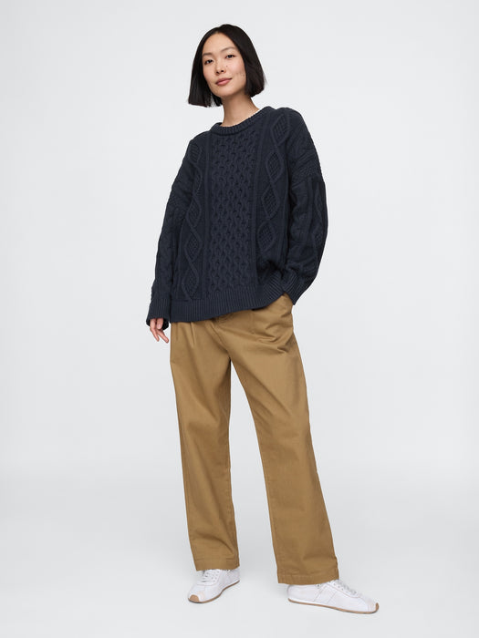 Oversized Mixed Cable-Knit Sweater