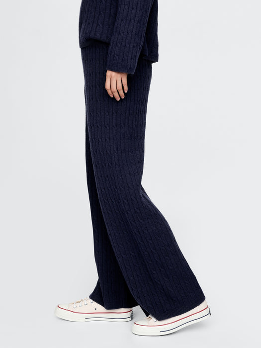 CashSoft Cable-Knit Sweater Pants