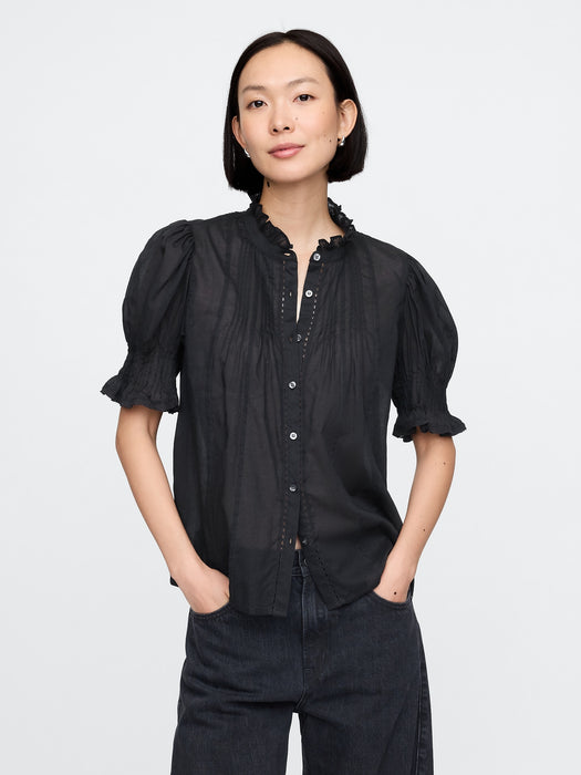 Pintuck Ruffle Shirt