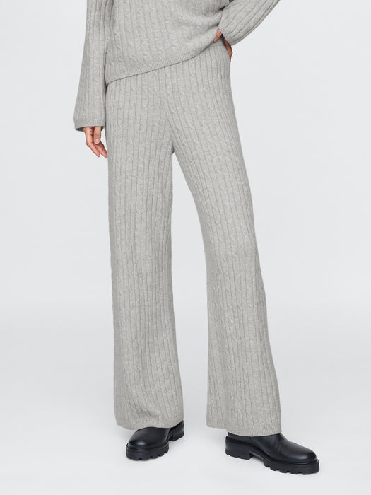 CashSoft Cable-Knit Sweater Pants