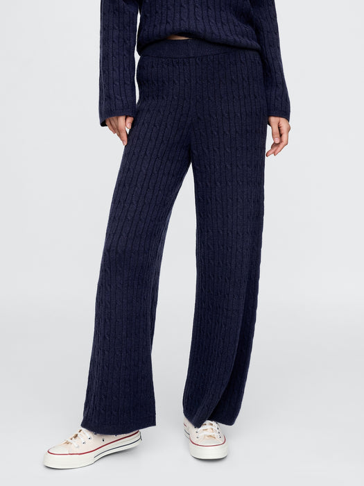 CashSoft Cable-Knit Sweater Pants