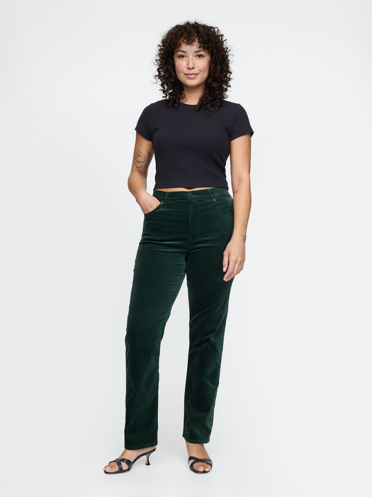 High Rise Velvet '90s Straight Pants