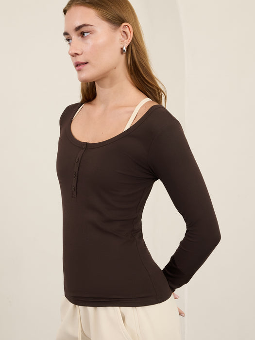 Signature Rib Henley Top