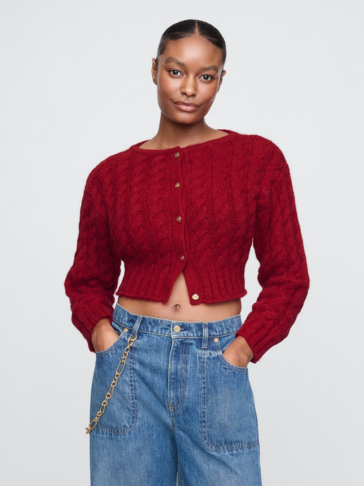 Gap × Cult Gaia Cropped Cable-Knit Cardigan