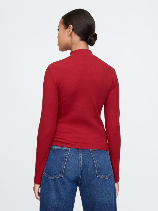 Modern Rib Cropped Mockneck Shirt