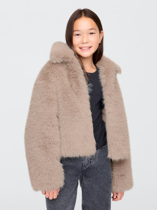 Kids Faux Fur Cropped Jacket