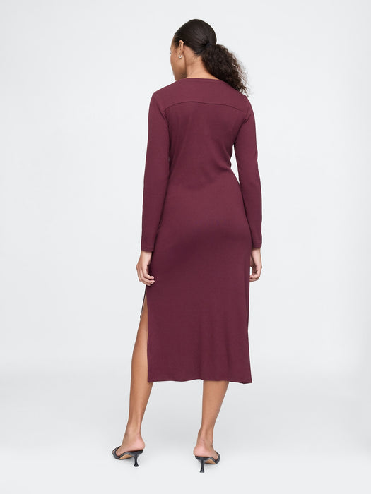 Modern Rib Tie-Knot Midi Dress