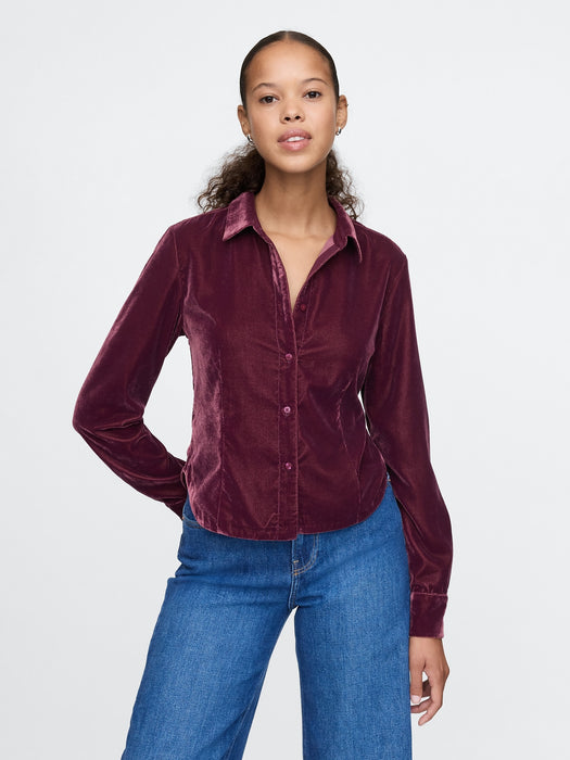 Cropped Velvet Shirt