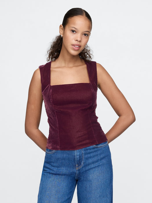 Recycled Velvet Square-Neck Cropped Top