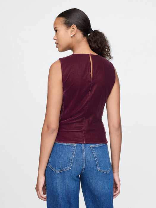 Recycled Velvet Square-Neck Cropped Top