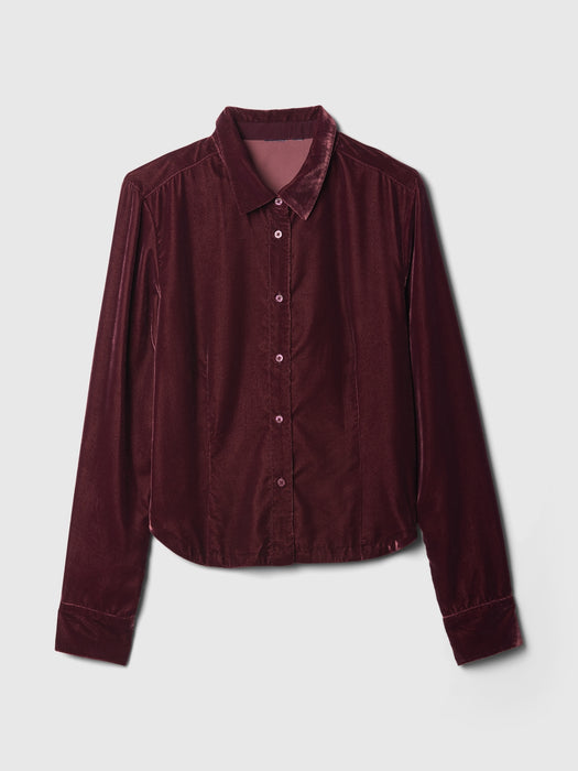 Cropped Velvet Shirt