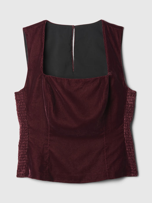 Recycled Velvet Square-Neck Cropped Top